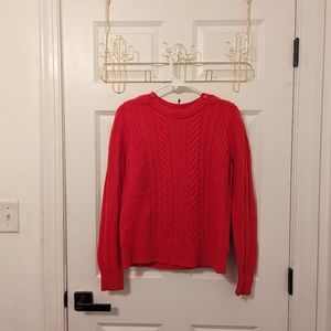 J.Crew Red Cable Knit Sweater, size large 100% wool
